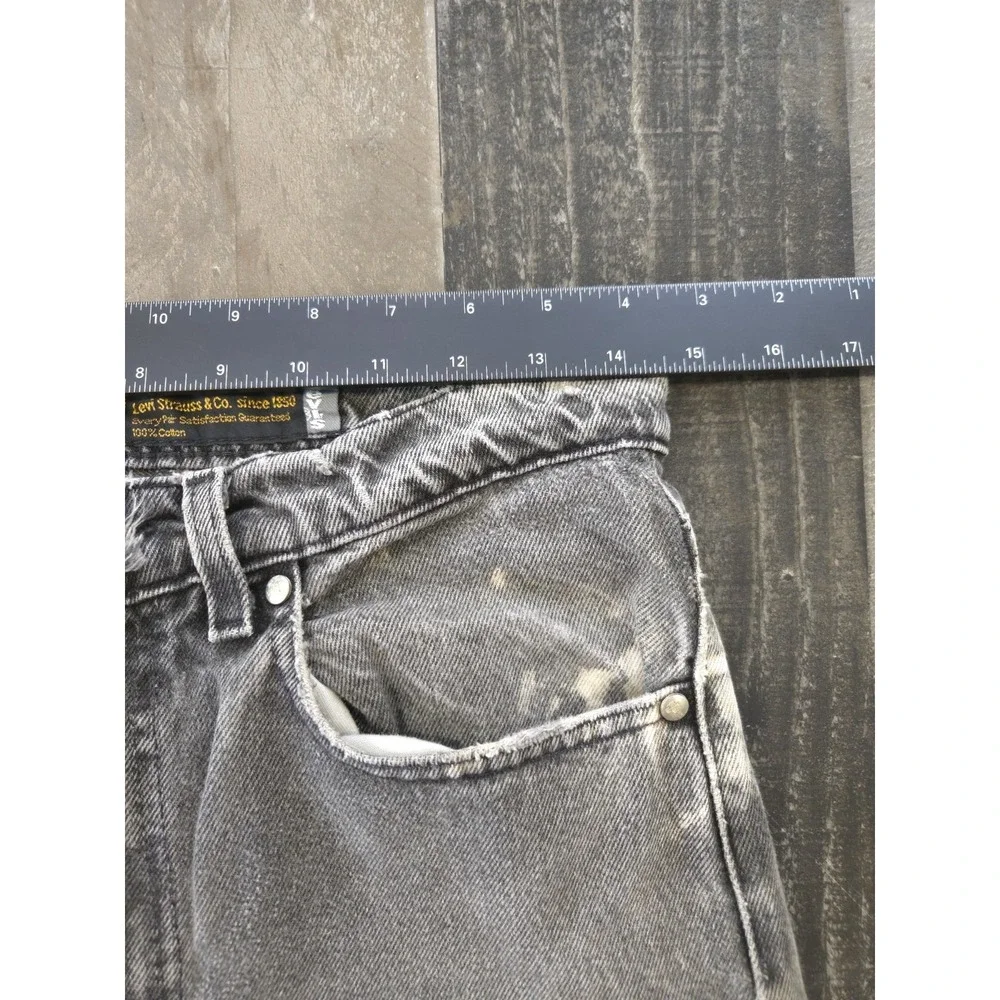 VTG 90s Levis SilverTab Straight & Narrow Jeans Grey Distressed Paint Splatter